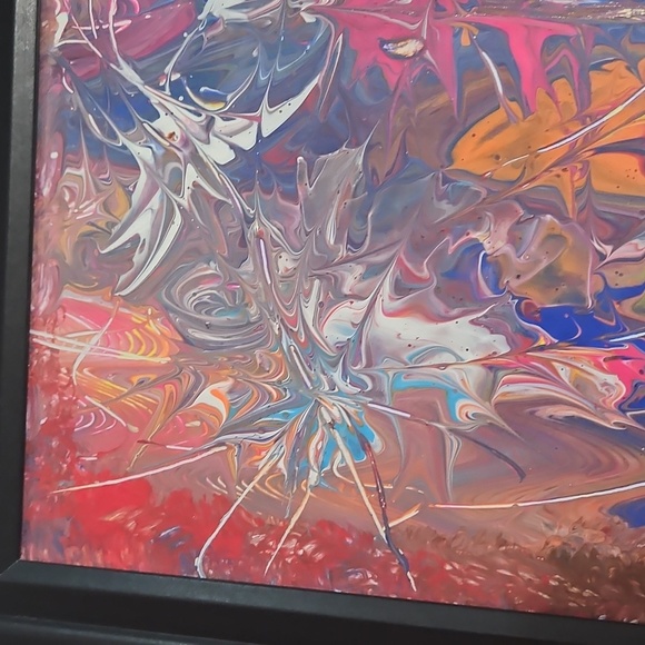Hand Crafted Original Acrylic Pour Painting The First One Upcycled Framed 16x20 - Picture 16 of 17